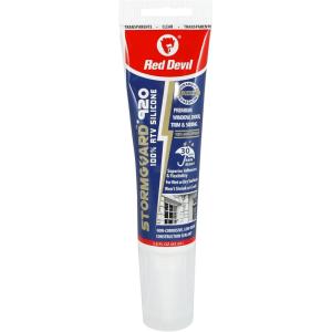 imageRed Devil 0780 StormGuard 920 100 RTV Silicone Window and Door Sealant A WaterResistant Adhesive for Interior and Exterior Use 101 oz Tube White 1PackClear