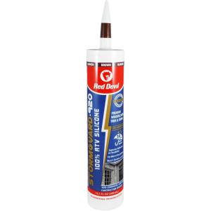 imageRed Devil 0780 StormGuard 920 100 RTV Silicone Window and Door Sealant A WaterResistant Adhesive for Interior and Exterior Use 101 oz Tube White 1PackBrown