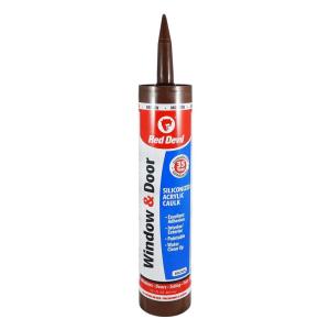 imageRed Devil 0846 Window ampamp Door Silicone Acrylic Caulk White 100 Waterproof Paintable 101 oz Pack of 1 Made in USABrown