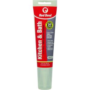 imageRed Devil 0885 Kitchen ampamp Bath Low Odor 100 Silicone Sealant A WaterResistant Adhesive For Creating A Protective Barrier Against Moisture 28 oz Tube Clear 1PackAlmond