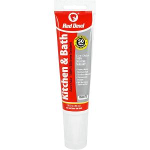 imageRed Devil 0885 Kitchen ampamp Bath Low Odor 100 Silicone Sealant A WaterResistant Adhesive For Creating A Protective Barrier Against Moisture 28 oz Tube Clear 1PackWhite
