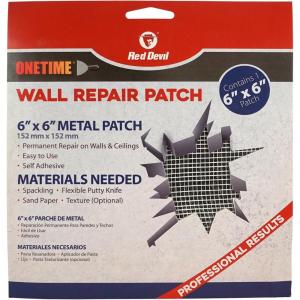 imageRed Devil 1214 4quot x 4quot ONETIME Wall Repair Patch 1 Pack6 Inch