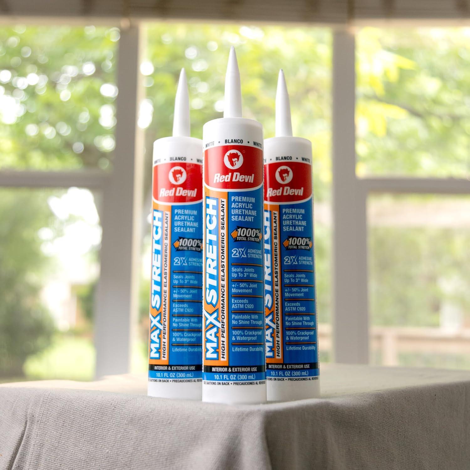 imageRed Devil 0907 MAX Stretch Acrylic Urethane Elastomeric Sealant 101 oz White 1 PackPack of 1