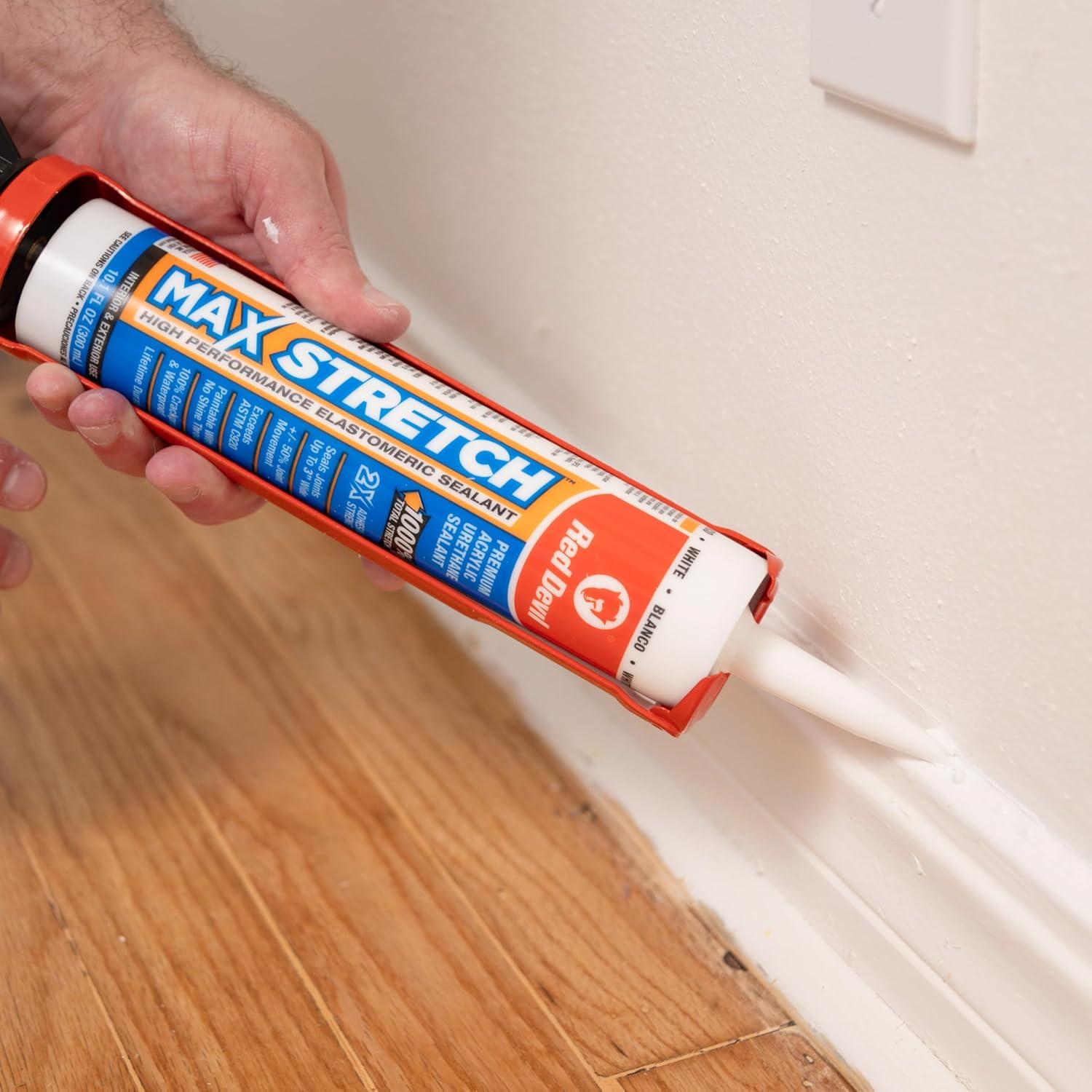 imageRed Devil 0907 MAX Stretch Acrylic Urethane Elastomeric Sealant 101 oz White 1 PackPack of 12