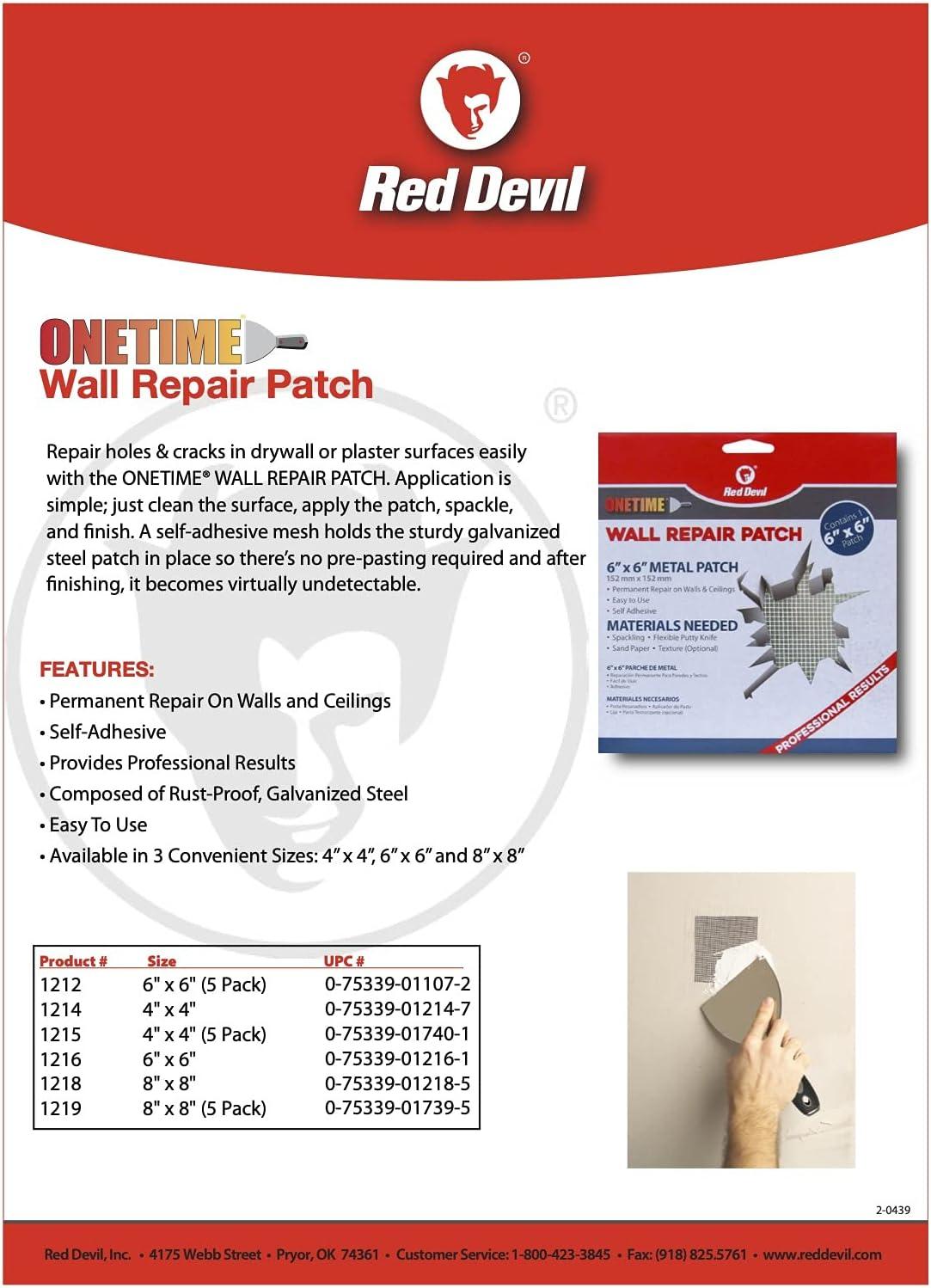imageRed Devil 1212 ONETIME Wall Repair Patch 6 inch Pack of 6