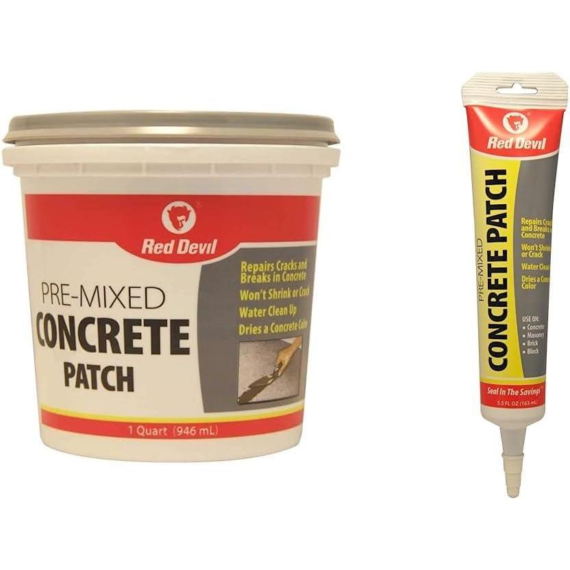 imageRed Devil 0644 PreMixed Concrete Patch 1 Quart Pack of 1 Gray ampamp 0645 PreMixed Concrete Patch 55 Oz Squeeze Tube Pack of 1 Gray 5 Fl Oz